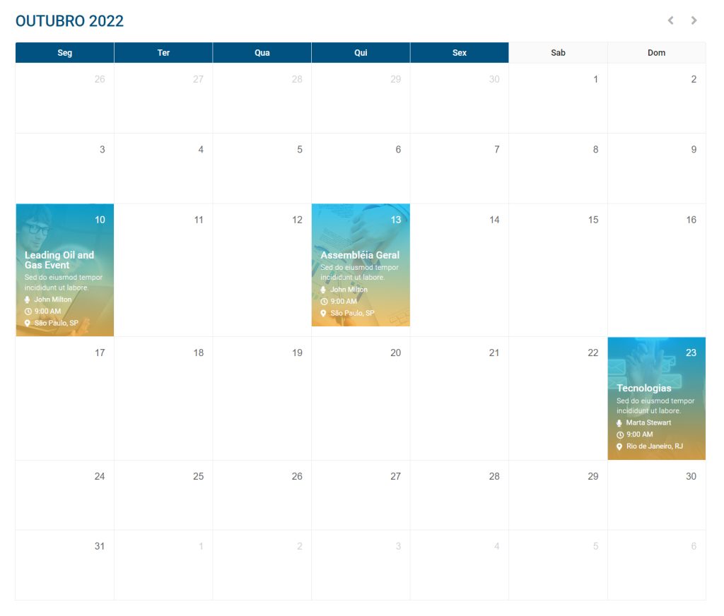 Calendario Eventos Exemplo Abemi 2