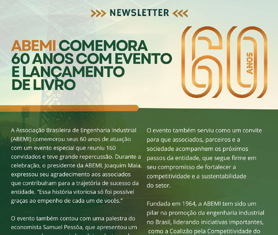 Newsletter Abemi Comemora 60 Anos Com Evento E Lançamento De Livro